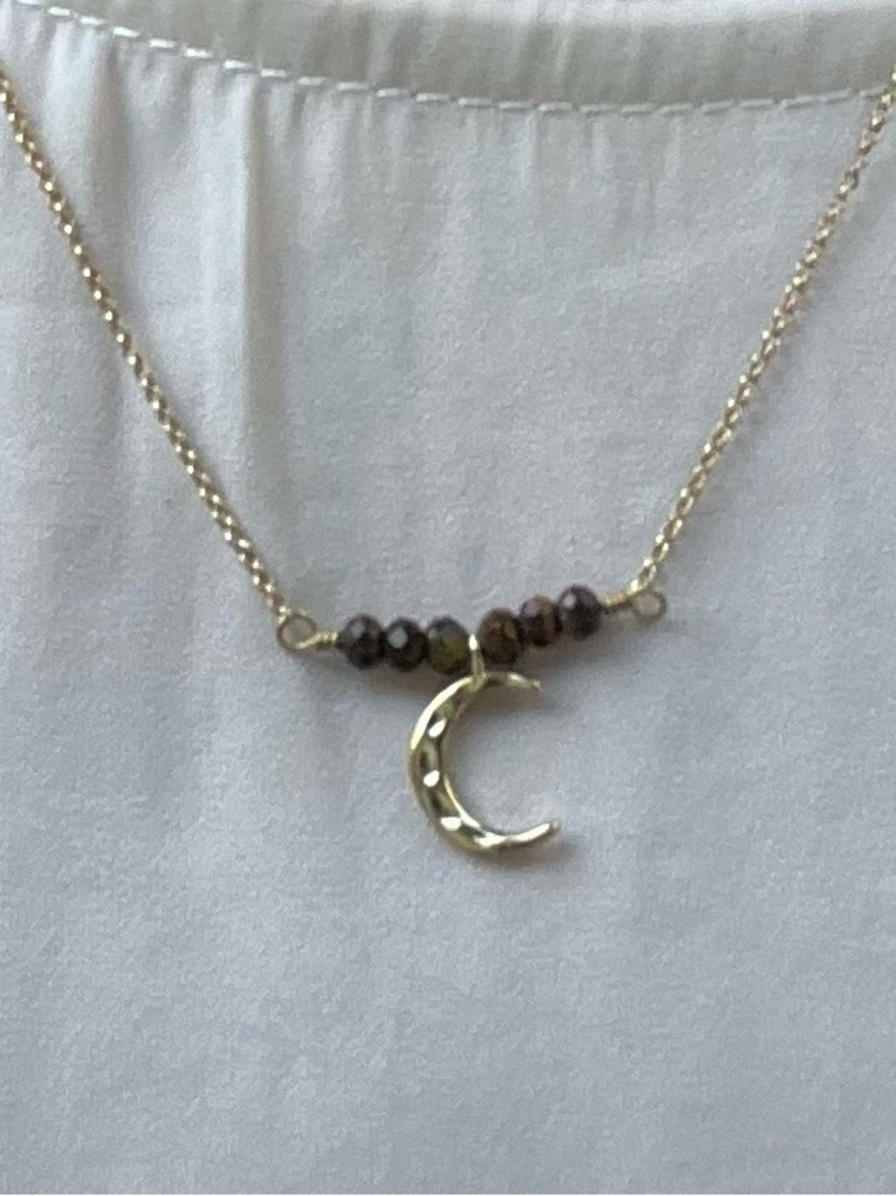 Gold Crescent Moon Beaded Necklace - Women Jewelry